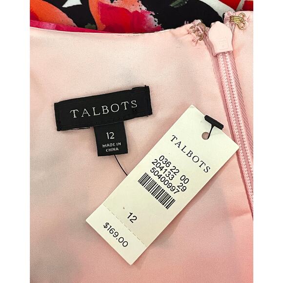 Talbots Sleeveless Pleated Fit & Flare Dress Pink Floral Multi Size 12 NWT - Picture 9 of 10